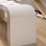 White Standard Curve Wooden Desk Shell with Drawers Image - 4