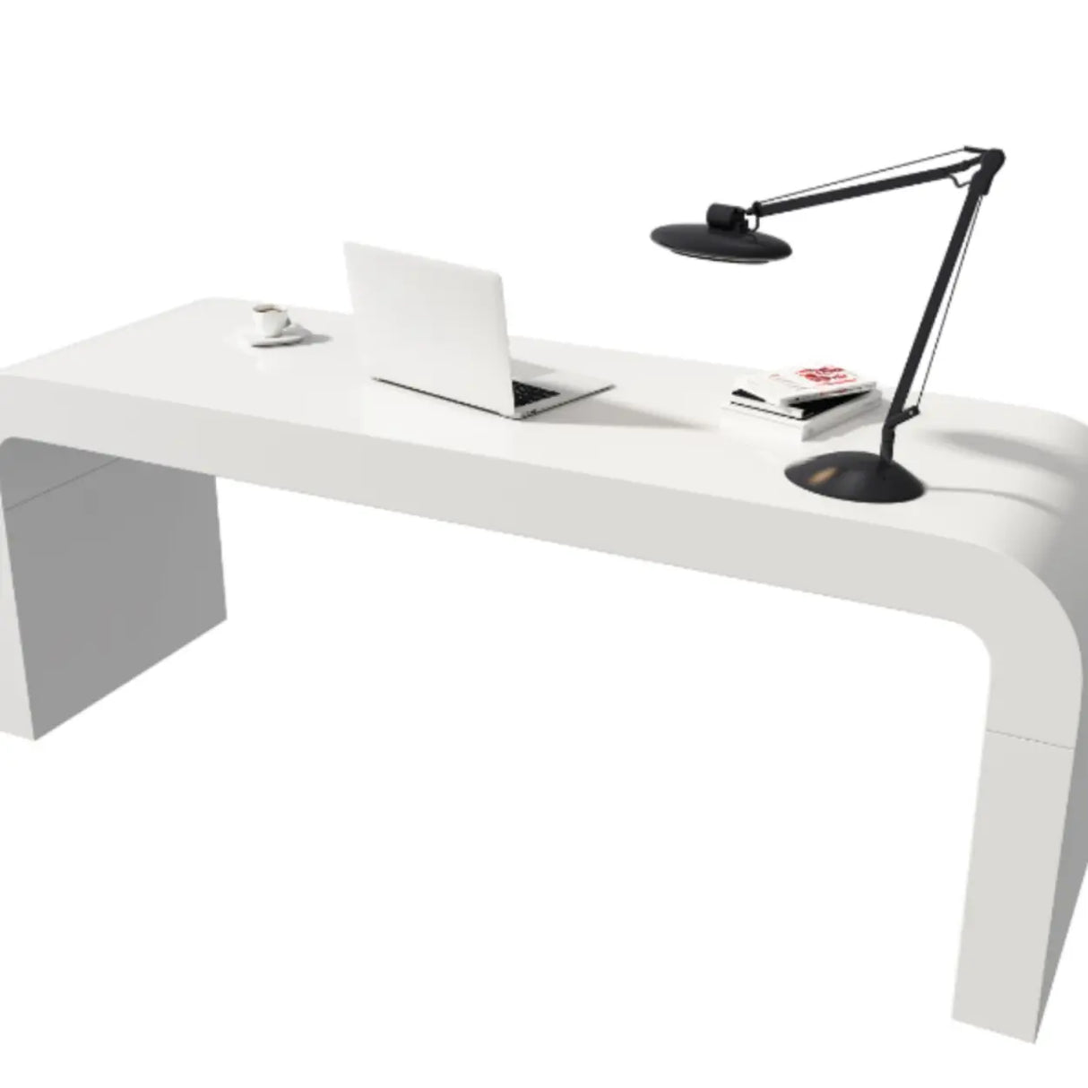 White Standard Curve Wooden Desk Shell with Drawers Image - 5
