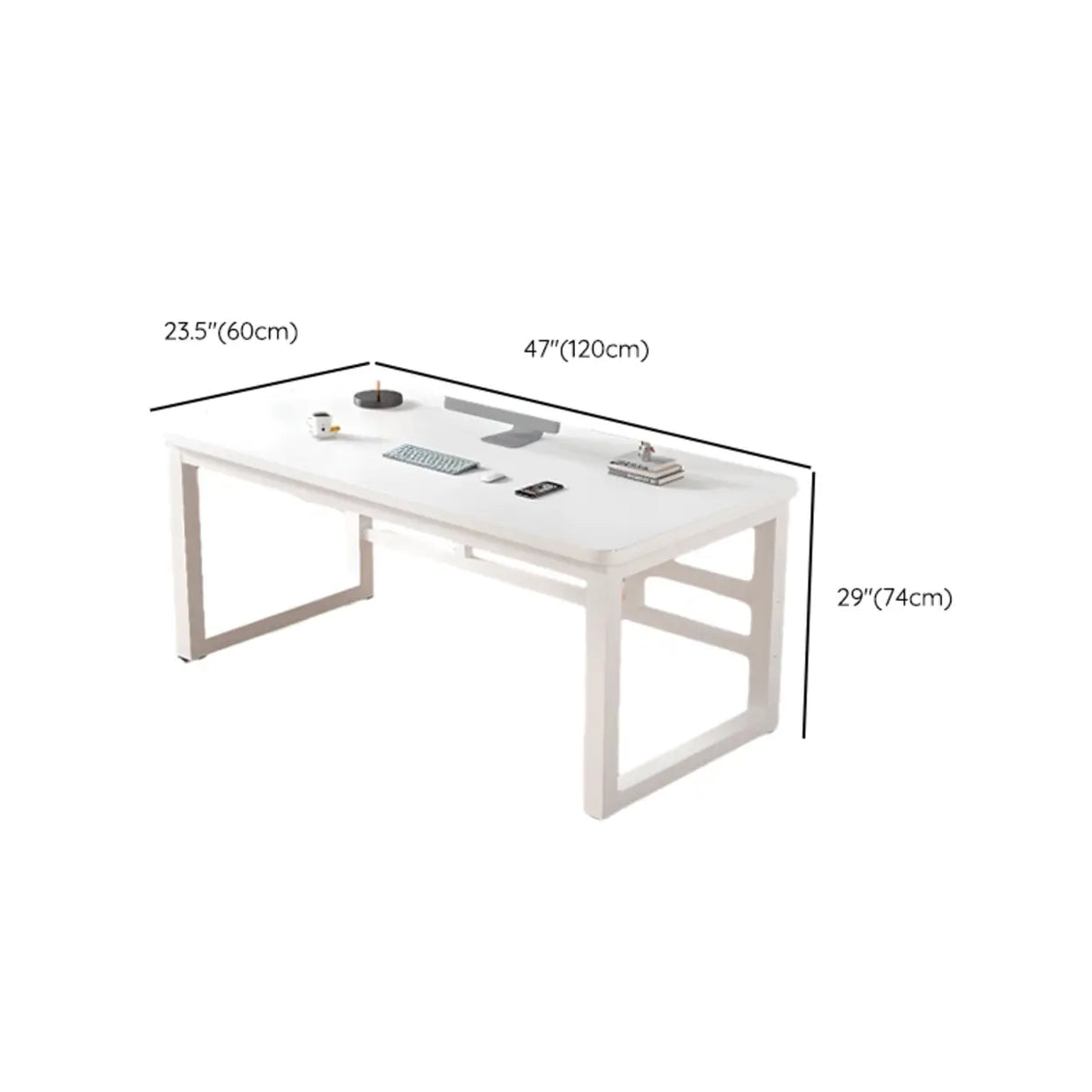 White Standard Rectangle Wooden Computer Desk Image - 12