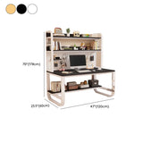 White Standard Wood Computer Desk with Shelf and Hunch Image - 11