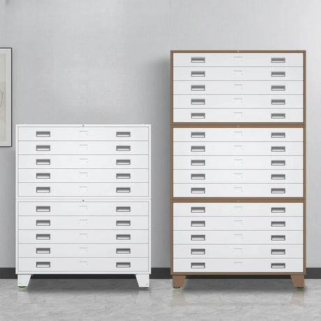 White Steel Lateral Lockable Filing Cabinet with Wheels Image - 1