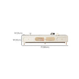 White Stone Drawers Shelves Long Rectangle TV Stand Image - 16