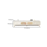 White Stone Drawers Shelves Long Rectangle TV Stand Image - 17