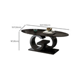 White Stone Oval Abstract Steel Base Coffee Table Image - 21