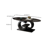 White Stone Oval Abstract Steel Base Coffee Table Image - 22