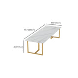White Stone Rectangle Gold Steel Sled Conference Desk Image - 12