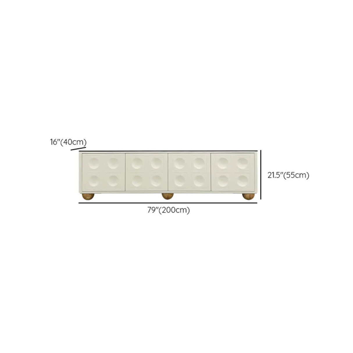 White Stone Rectangle Shelves Cabinet Long TV Stand Image - 14