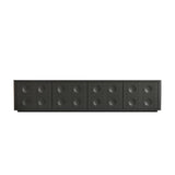 White Stone Rectangle Shelves Cabinet Long TV Stand Image - 3