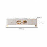White Stone Rectangle Storage TV Stand with Lighting #size