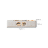 White Stone Rectangle Storage TV Stand with Lighting #size