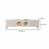 White Stone Rectangle Storage TV Stand with Lighting Image - 11