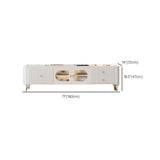 White Stone Rectangle Storage TV Stand with Lighting Image - 11