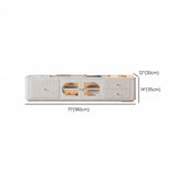 White Stone Rectangle Storage TV Stand with Lighting Image - 12