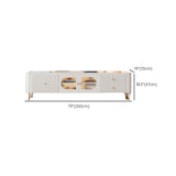 White Stone Rectangle Storage TV Stand with Lighting Image - 12