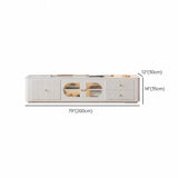 White Stone Rectangle Storage TV Stand with Lighting Image - 13