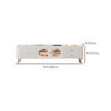 White Stone Rectangle Storage TV Stand with Lighting Image - 17