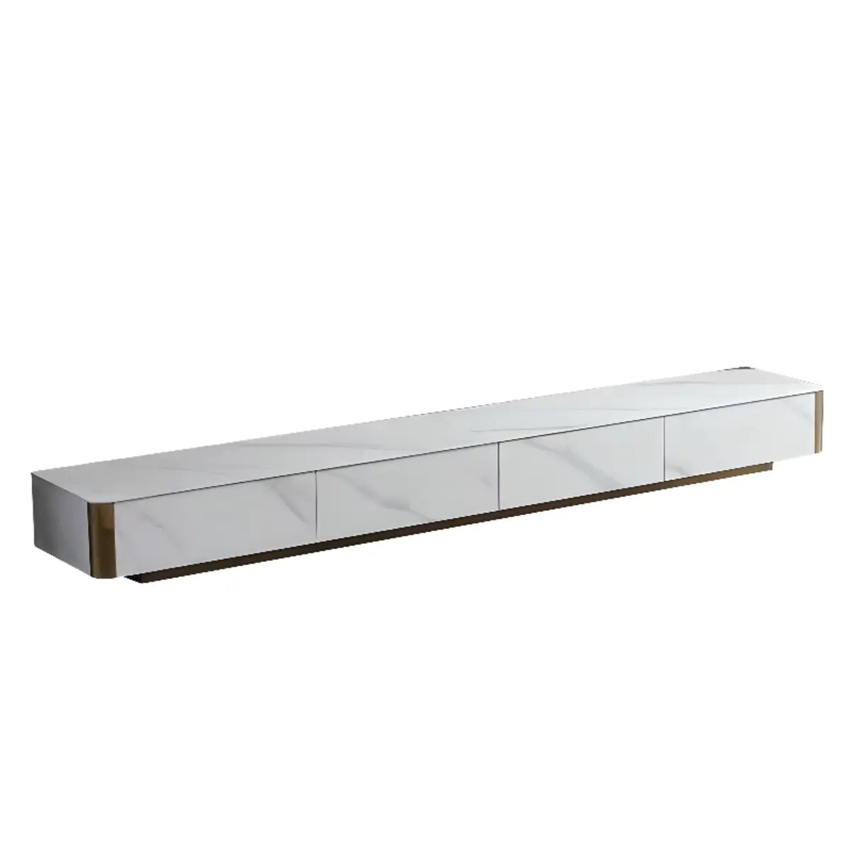 White Stone Rectangular Enclosed Storage TV Stand Image - 6