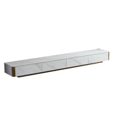 White Stone Rectangular Enclosed Storage TV Stand Image - 6