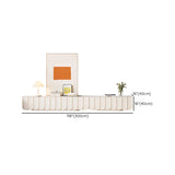 White Stone Rectangular Long TV Stand with Drawers Image - 17