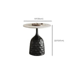 White Stone Round Metal Base Nesting Coffee Tables #size
