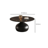 White Stone Round Metal Base Nesting Coffee Tables Image - 13