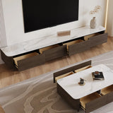 White Stone Top Drawers TV Stand with Cable Management Image - 10