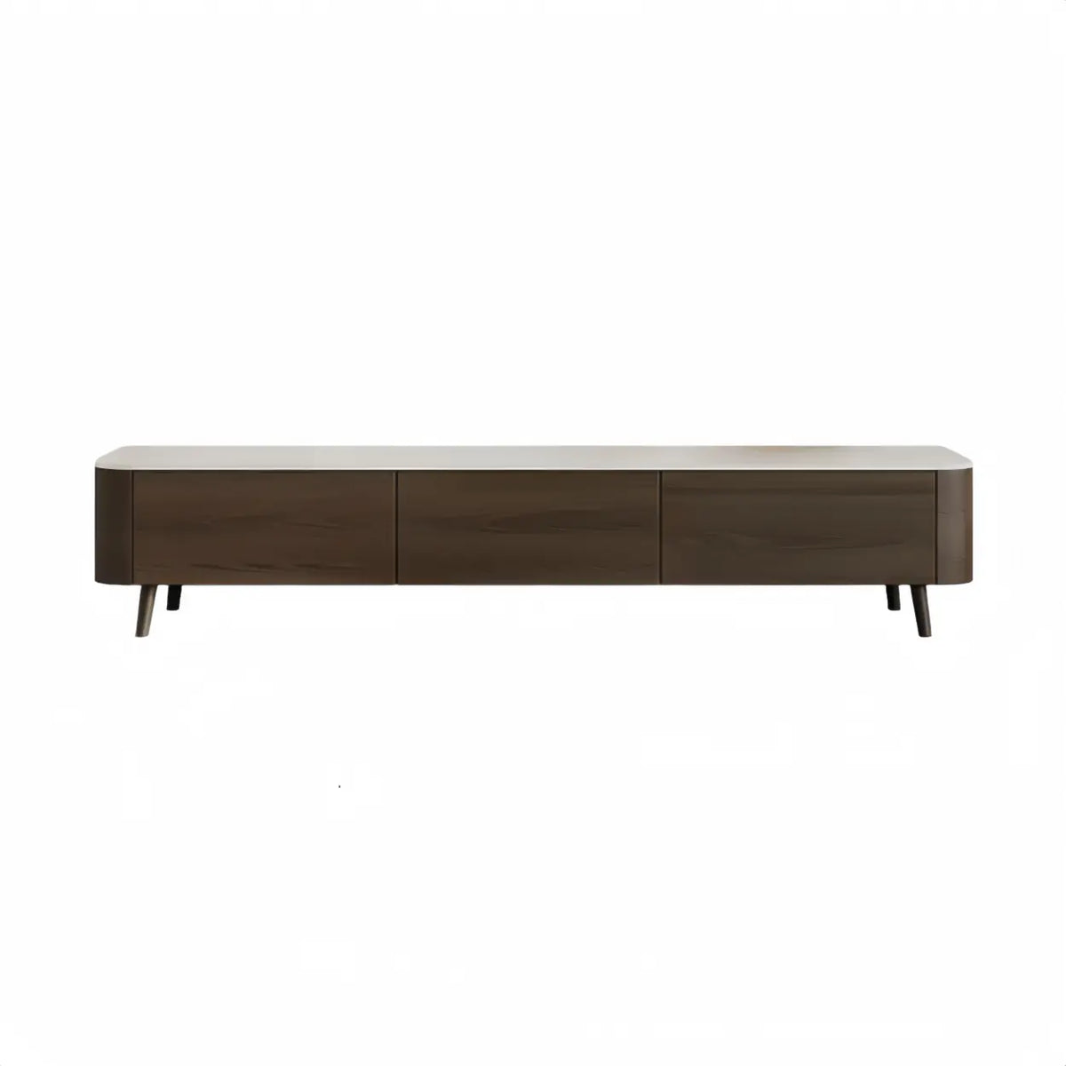 White Stone Top Drawers TV Stand with Cable Management Image - 3