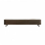 White Stone Top Drawers TV Stand with Cable Management Image - 3