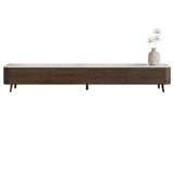 79"L x 16"W x 15"H White Stone Top Drawers TV Stand with Cable Management Image - 5