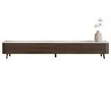 White Stone Top Drawers TV Stand with Cable Management Image - 6