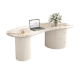 White Stone Top Free Form Drawers Single Coffee Table Image - 5