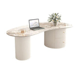 White Stone Top Free Form Drawers Single Coffee Table Image - 5