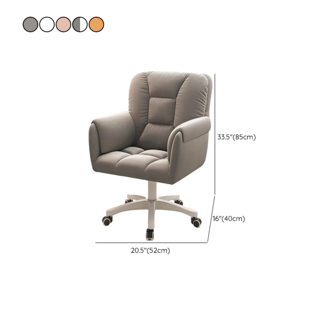 White Swivel Nylon Padded Faux Leather Casters Office Chair 