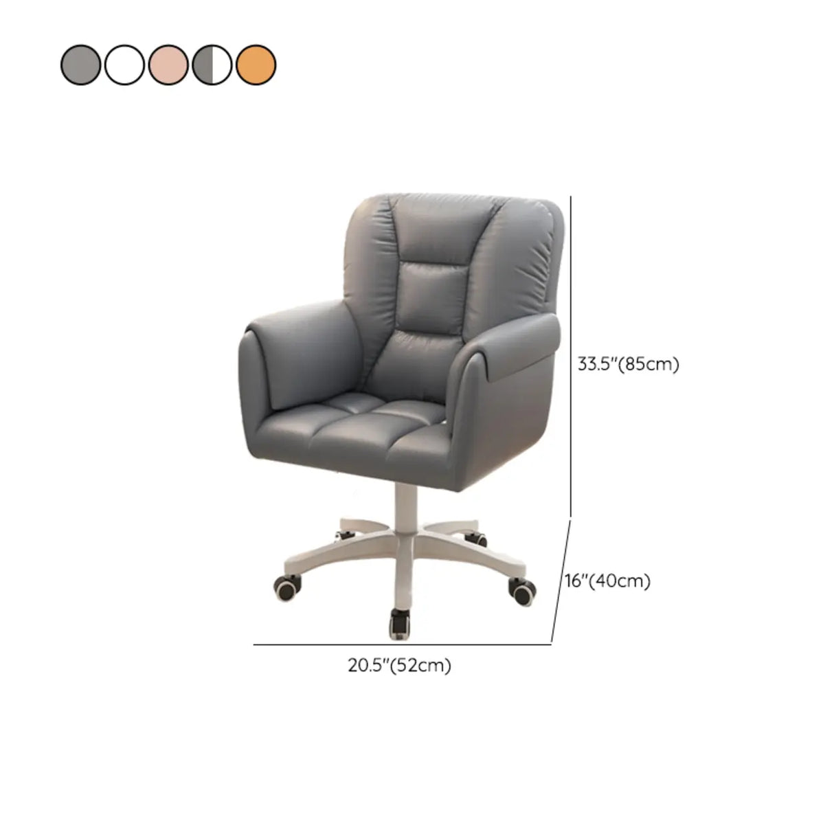 White Swivel Nylon Padded Faux Leather Casters Office Chair Image - 20