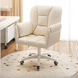 White Swivel Nylon Padded Faux Leather Casters Office Chair Image - 5
