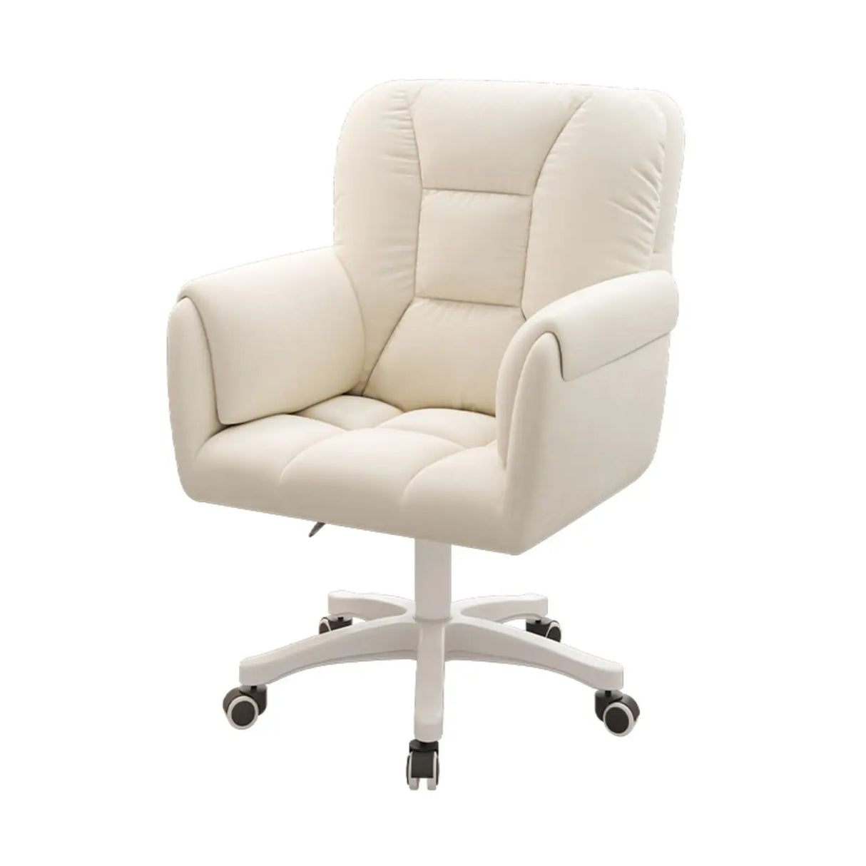 White Swivel Nylon Padded Faux Leather Casters Office Chair Image - 9