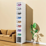 White Tall Beige Plastic Foldable Shoe Storage Box Image - 13