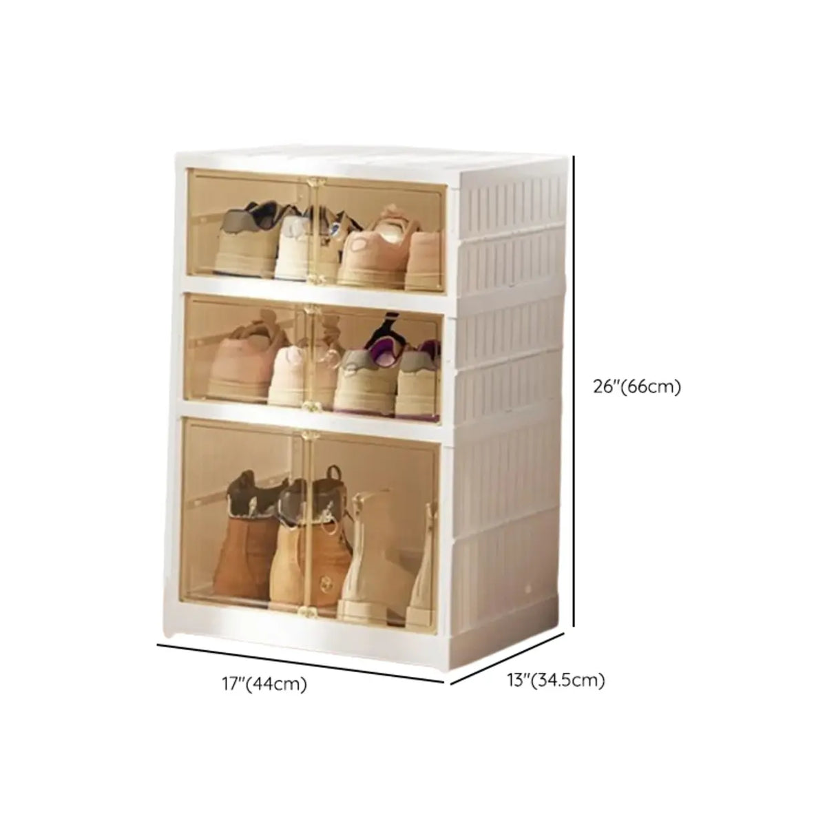 White Tall Beige Plastic Foldable Shoe Storage Box 