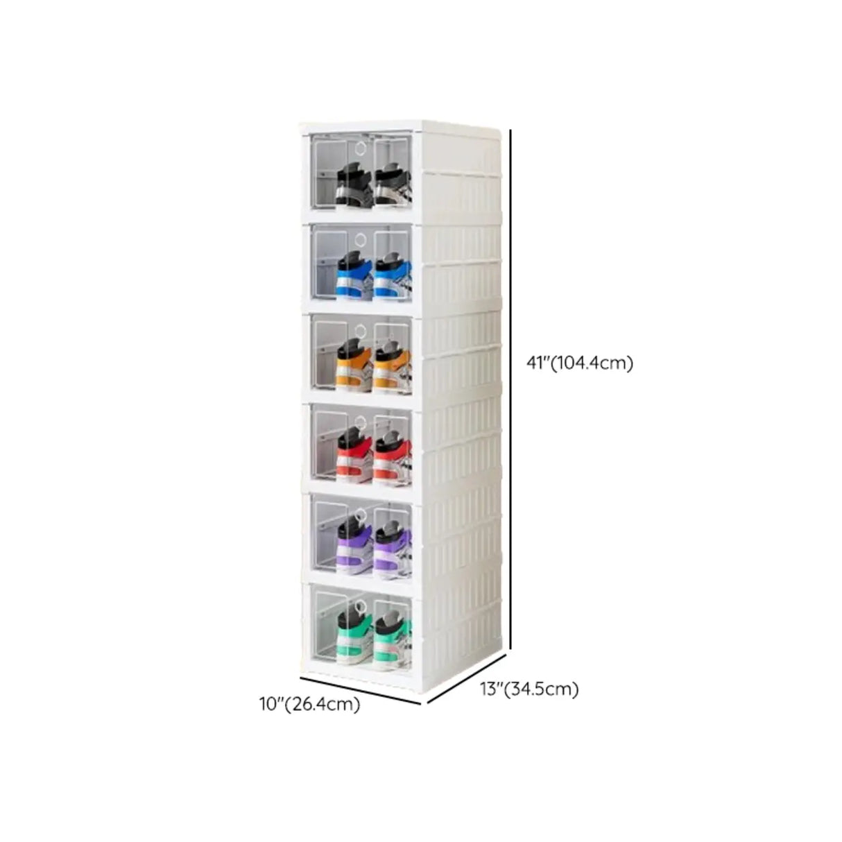 White Tall Beige Plastic Foldable Shoe Storage Box Image - 28