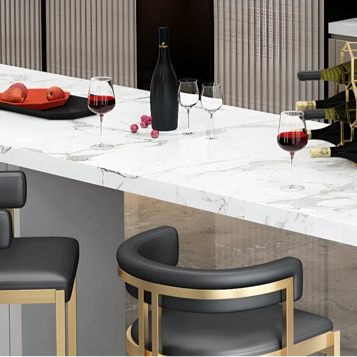 Lavish Midnight Black/White Tanned Hide Barrel Bar Stools with Backrest and Foot Pedestal Image - 10