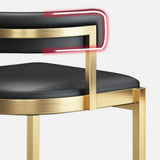 Lavish Midnight Black/White Tanned Hide Barrel Bar Stools with Backrest and Foot Pedestal Image - 13