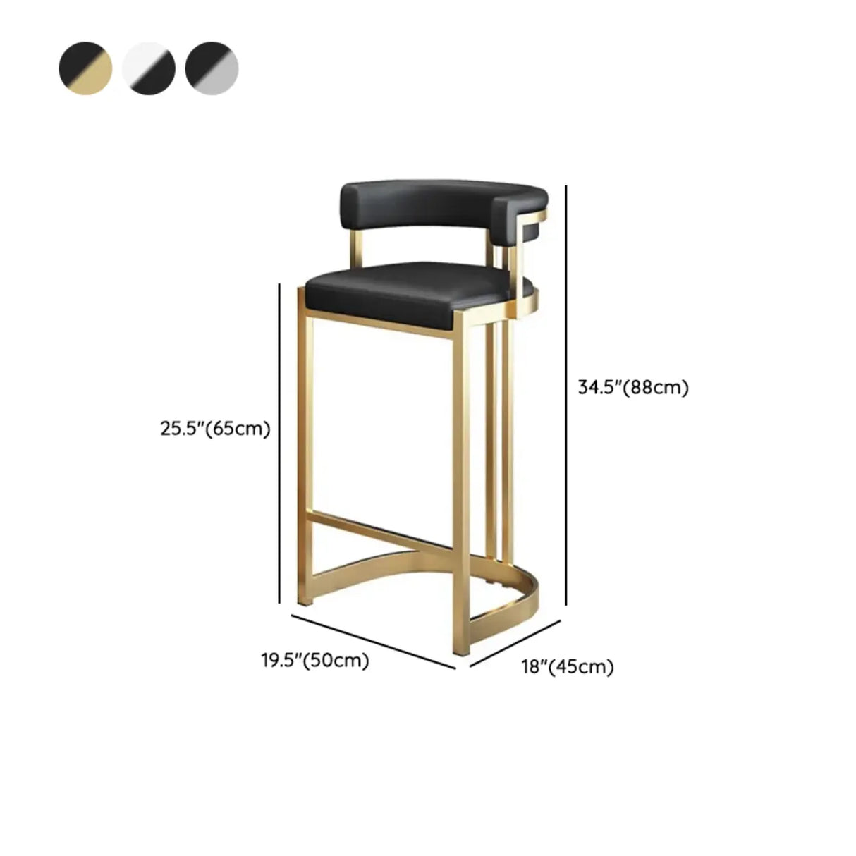 Lavish Midnight Black/White Tanned Hide Barrel Bar Stools with Backrest and Foot Pedestal Image - 15