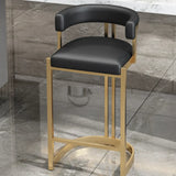 Lavish Midnight Black/White Tanned Hide Barrel Bar Stools with Backrest and Foot Pedestal Image - 3