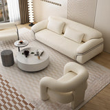 White Tech Cloth Fixed Back Four Legs Lounge Chair Image - 1
