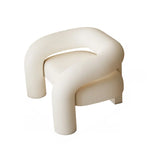 White Tech Cloth Fixed Back Four Legs Lounge Chair Image - 10