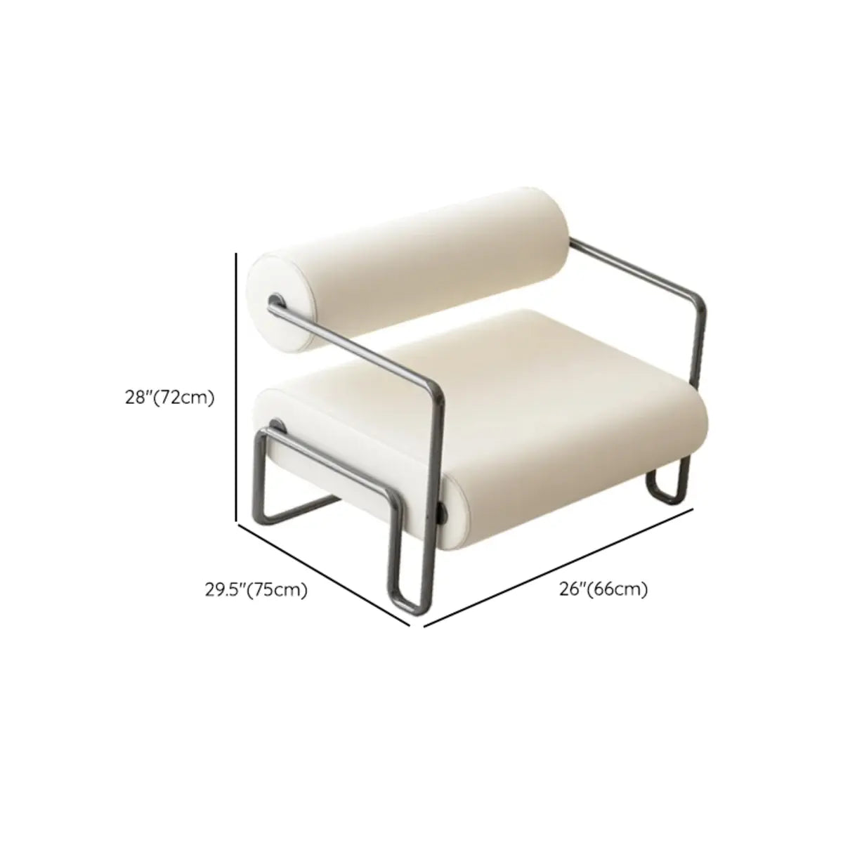 White Tech Cloth Fixed Back Four Legs Lounge Chair Image - 12