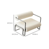 White Tech Cloth Fixed Back Four Legs Lounge Chair Image - 12