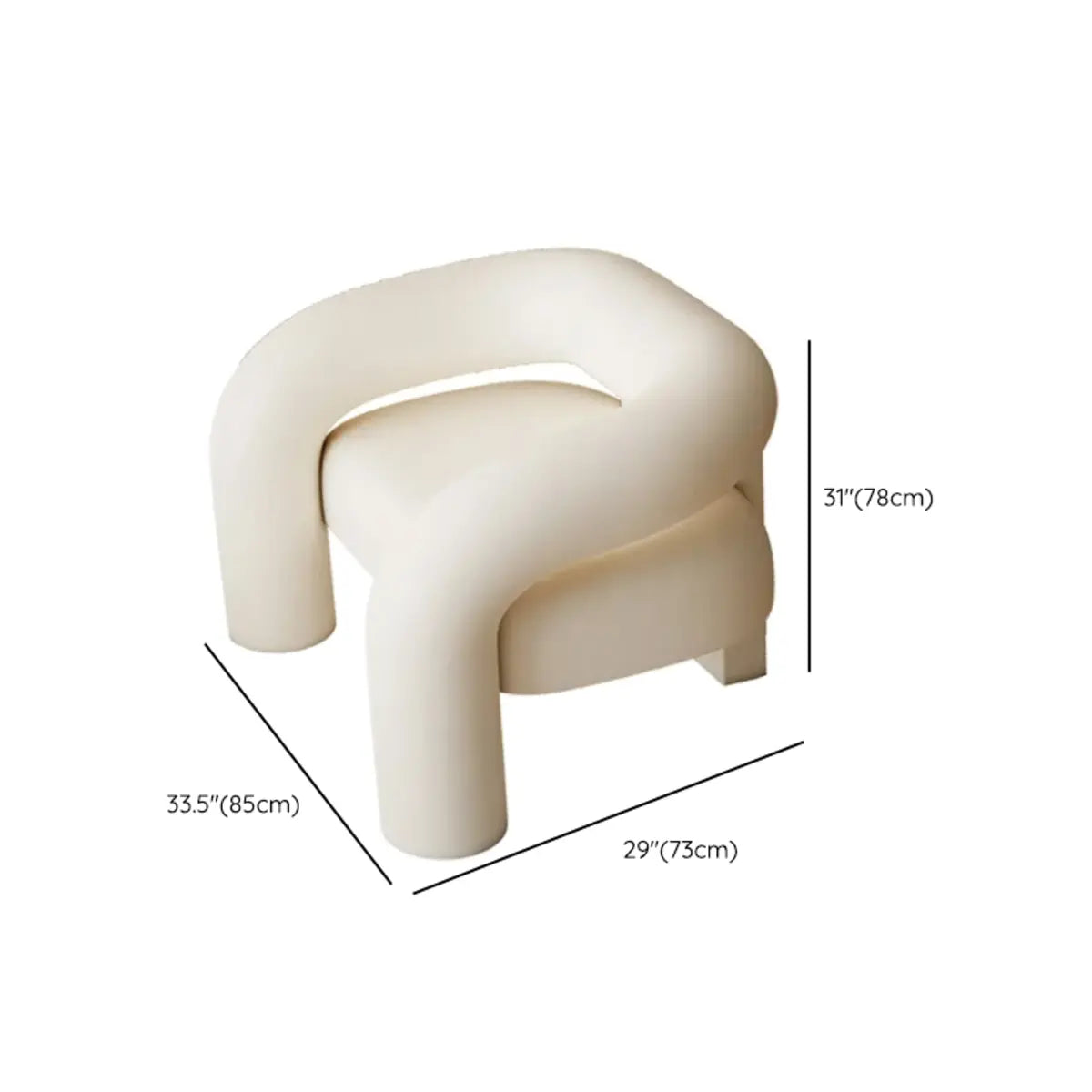 White Tech Cloth Fixed Back Four Legs Lounge Chair Image - 13