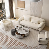 White Tech Cloth Fixed Back Four Legs Lounge Chair Image - 4