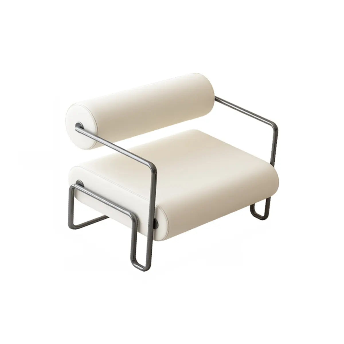 White Tech Cloth Fixed Back Four Legs Lounge Chair Image - 5